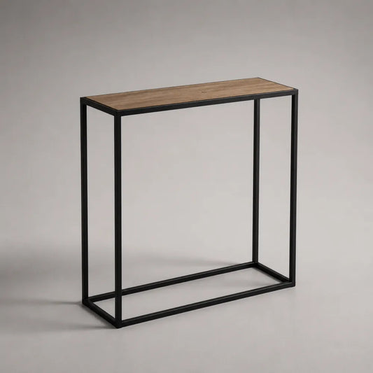 Console d'entrée 120 x 35 x 80 cm acier noir MDF effet bois rectangulaire